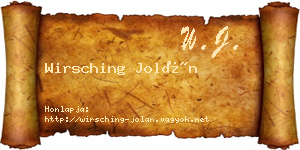 Wirsching Jolán névjegykártya